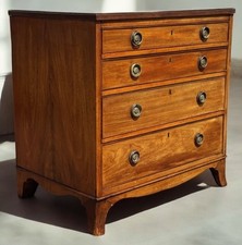 Georgian Mahogany Chest Of Drawers. Brass Handles, Small Proportions