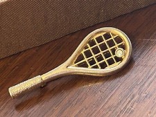 Tennis Brooch Gold Tone Racket