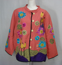NWT QVC Indigo Moon Embroidered Floral Art to Wear Jacket Pink Womens Plus 2X