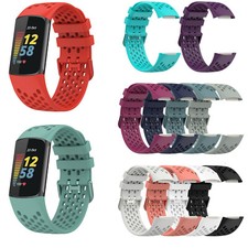 For Fitbit Charge 6 / 5 Silicone Strap Breathable Mesh Buckle Band Watch Wrist