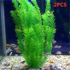 2Pcs Artificial Fake Green Grass Plant Ornament Aquarium Fish Tank Pond Decor-UK