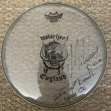 Motörhead Signed Drum Skin Head By Mikkey Dee ,  Kiss of Death Tour 2006 UEA