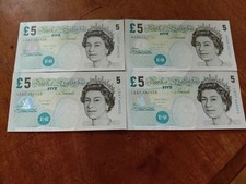£5 NOTES X 4 Signed Chris