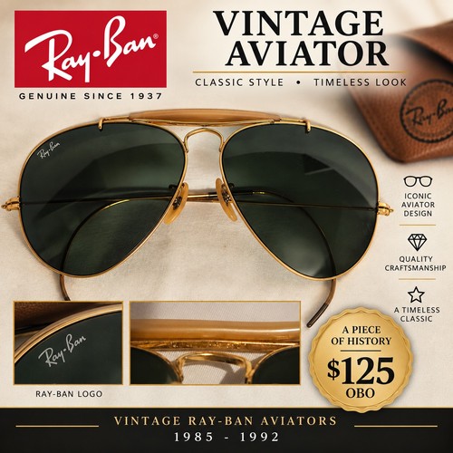 Ray ban vintage - gold, green