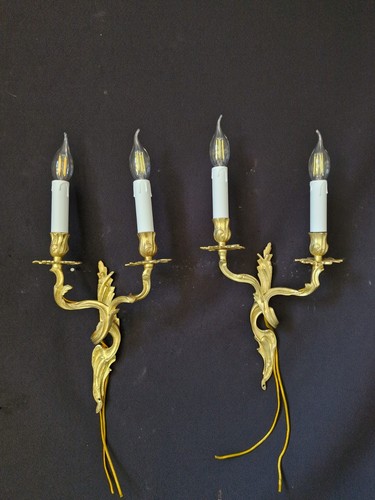 Pair vintage brass wall - vintage,