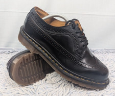 Vintage - Dr Martens - 3989 Quilon - Black Leather - Wing Tip / Brogue Shoes UK8