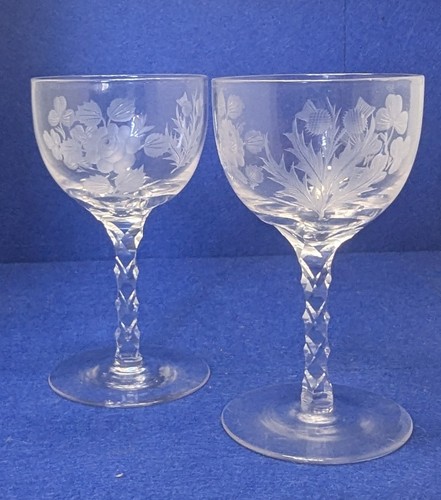 Two wine glasses faceted - glasses,