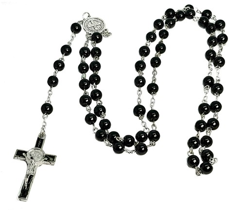 Catholic black rosary - black,