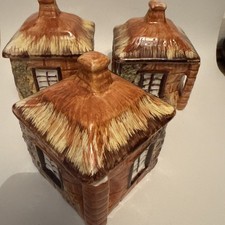 VINTAGE PRICE KENSINGTON COTTAGE WARE 2 HANDLED HOUSE TRINKET BOX CONTAINER X 3