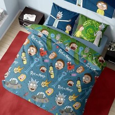 Rick and Morty Portals Pickle Design Official Reversible Double Duvet Bed Set