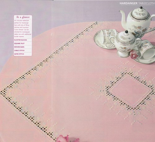 Hardanger table cloth cross - hardanger,