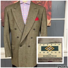 Joseph Abboud 👉Altered👈 Double Breasted Blazer Mens 44L Long Wool Ventless