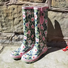 Cath Kidston Womens Size 8 Happy Rain Collection Wellies Wellington Boots Floral