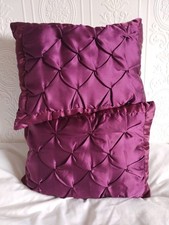 Purple Aubergine Satin Scatter Throw Cushions Pillows