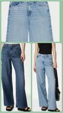 Ex M&S Ladies Cotton/Lyocell Soft Mid-Rise Wide Leg Slouchy Jeans Sizes 6-24