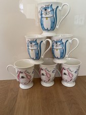 6 x Whittard Of Chelsea Made In England Fine Bone China Dog / Cat Mug
