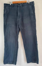 M&S Blue Harbour Luxury Moleskin Trousers Men's W38 L29 Blue Green Flat Front