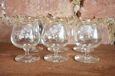 Vintage Set of 6 Brandy Glasses Brandy Balloon Cognac Glass Snifter Floral