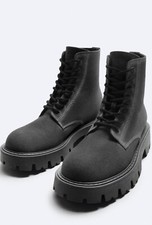 Zara Lace-Up Fabric Boots