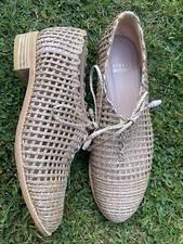 STUART WEITZMAN HESSIAN LEATHER WOVEN BROGUE SHOES TOAST BROWN TAN 6 .5 U.K.