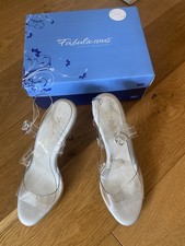 UK 5 Fabulicious Flair 408 Clear 4.5" Heel Platform Ankle Strap Sandals