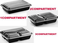 MEAL PREP FOOD CONTAINERS BPA FREE PLASTIC 1,2,3 COMPARTMENT LUNCH BOX LIDS