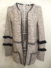 River Island women's black white pink boucle style edge to edge jacket size 8