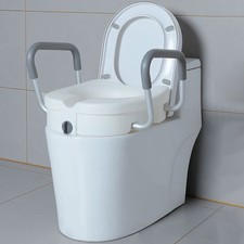 PE Raised Toilet Seat with Handles And  Lid For Elderly or Disabled Adults
