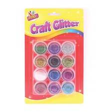12 CRAFT GLITTER METALLIC POTS FOR XMAS CARDS ARTS CRAFTS SCHOOLS NURSERIES