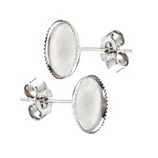 925 STERLING SILVER  ROUND / OVAL BEZEL CUP CABOCHON STUD EARRINGS SETTING BLANK