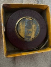 A VINTAGE DRAPER FT50 No210 STEEL TAPE MEASURE BEST LEATHER CASE MADE IN GERMANY