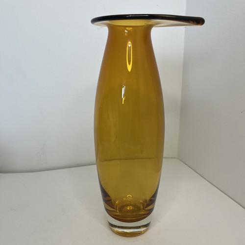 Orange art glass vase - art,