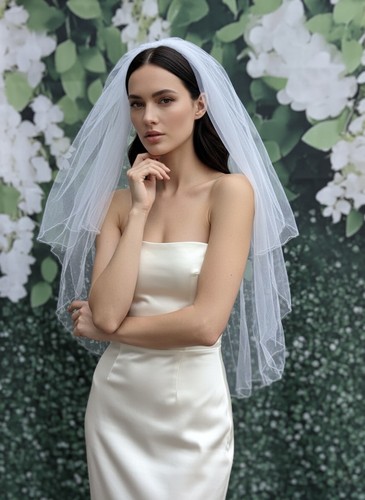 Veil plain white corded edge - white,
