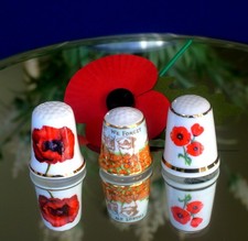 Thimble Trio - Remembrance Day 11th November - Poppy Day - Domed Display Holder