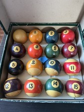 Vintage Quality Aramith 2 1/16” Spots & Stripes Pool Balls Boxed Need cleaning 