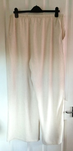 Beige cream wide leg linen - /,