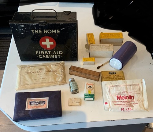 Vintage home first aid - first, cabinet