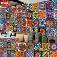 24pcs Vintage Moroccan Stickers Tile Mosaic Waterproof Self-adhesive Wall Stick