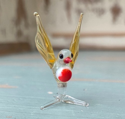 Vintage hand blown glass bird - hand-blown,