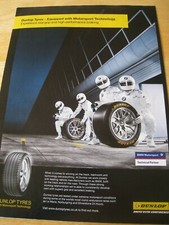 DUNLOP TYRES EQUIPPED WITH MOTORSPORT 2012 POSTER ADVERT APPROX A4 SIZE FILE R