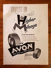 ORIGINAL VINTAGE 1960 CAR TYRE ADVERT AVON TYRES "RACE BRED FOR YOUR SAFETY"