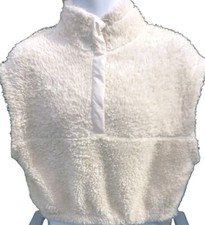 H&M  - Beige Faux Fur cropped Sleeveless  Gilet Size M