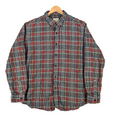 LL Bean Shirt Mens Large/XL Grey Green Flannel Lumberjack Plaid Overshirt Top