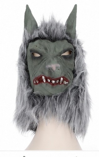 Werewolf latex mask grey with - latex,