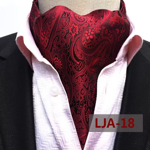 Burgundy red paisley ascot - red,