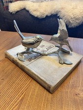 Silver Tone Metal Birds On A Branch Ornament Figurine