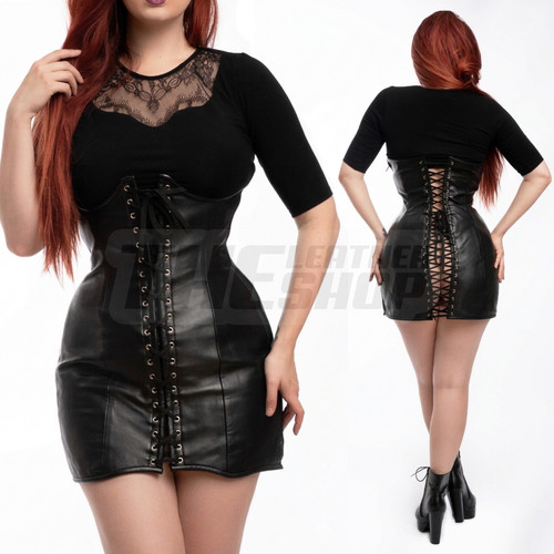 Leather underbust corset skirt - corset,