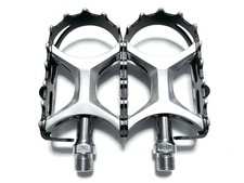 Vintage Suntour XC MTB Pedals Black Cage Silver Body 9/16” Smooth Bearings