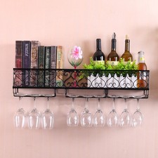 Wall Mounted Vintage Wine Glass Rack Shelf Drink Bottle Display Holder Bar ﻿