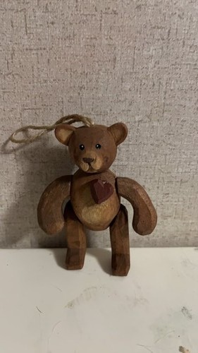 Handcrafted wooden bear - wooden,